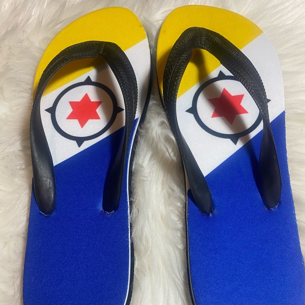 Bonaire flag flip flops. Men’s 8 women’s 10